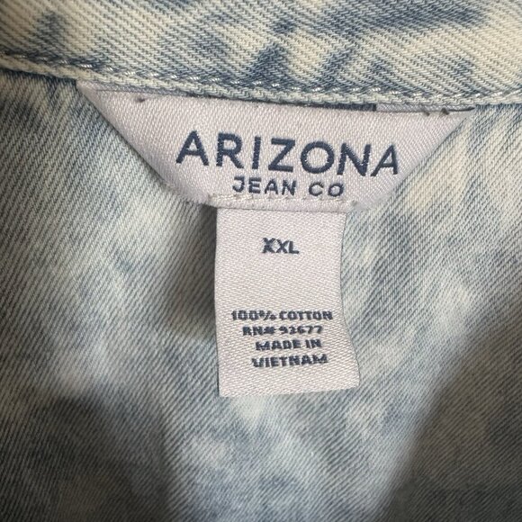 Arizona Acid Stone Wash Shirt Jacket Shacket Vintage Distressed XXL 2XL Jean Co - Picture 3 of 6